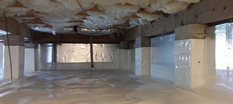 Encapsulated crawl space with plastic