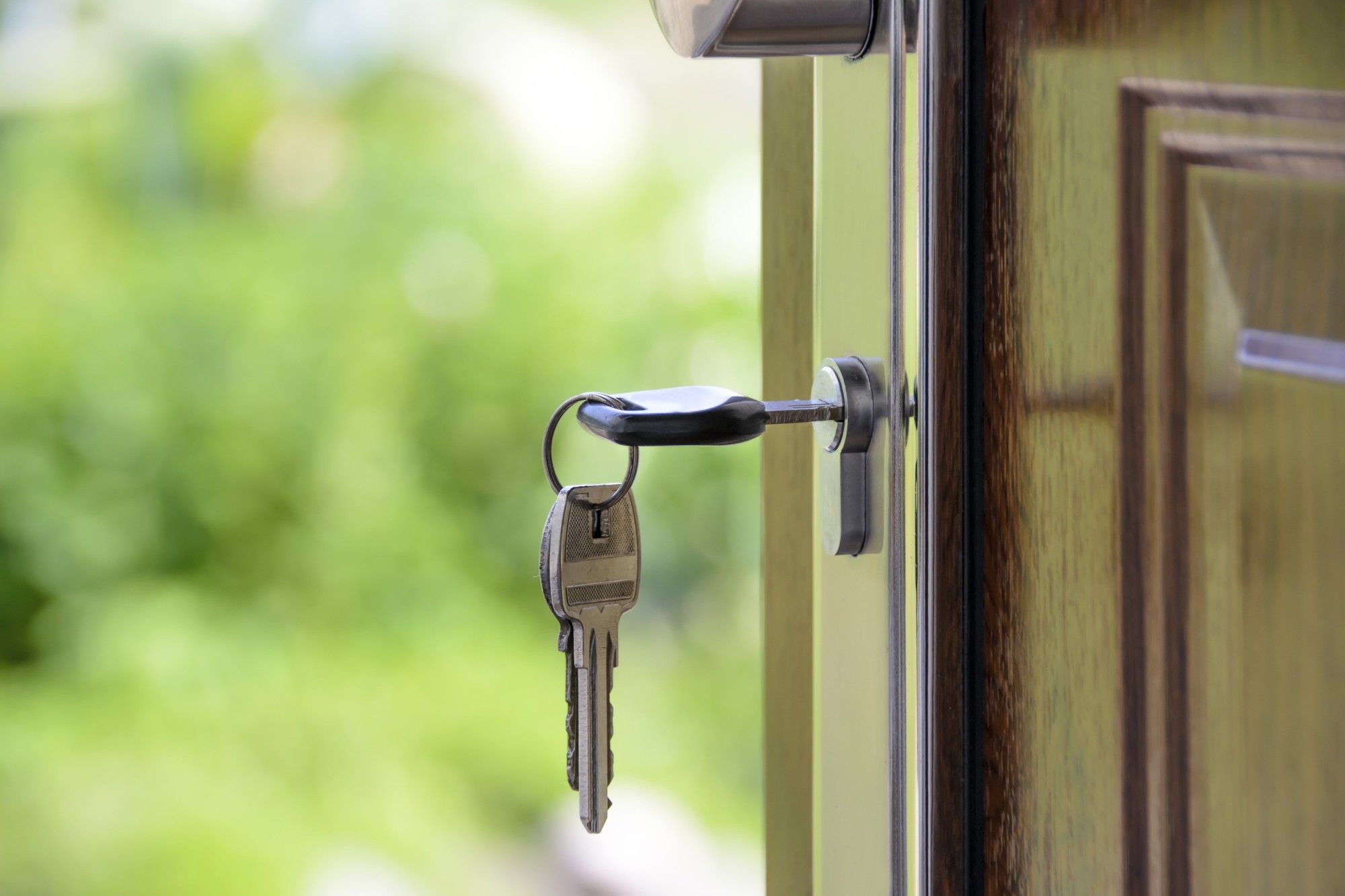 Keys stuck in wooden door
